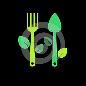 Spoon fork icon vector kitchen illustration