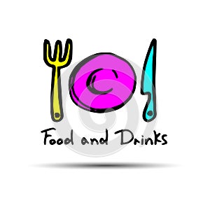 Spoon fork icon vector kitchen illustration restaurant food