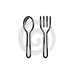 Spoon and fork icon vector logo design template