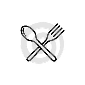 Spoon and fork icon vector logo design template