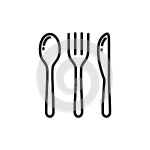 Spoon and fork icon vector logo design template