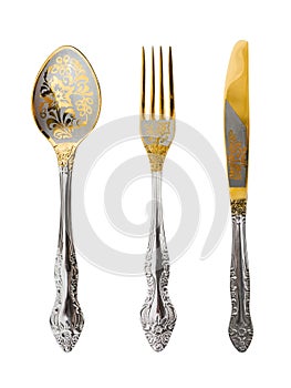 Spoon, fork and knife