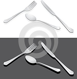 Spoon, fork and knife