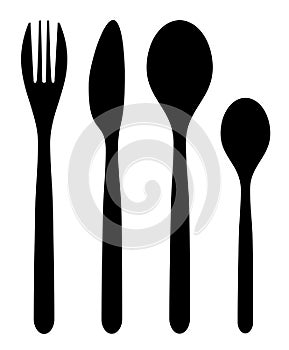 Spoon fork and knife black icon