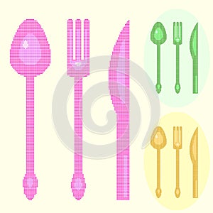Spoon, fork and knife illustrations