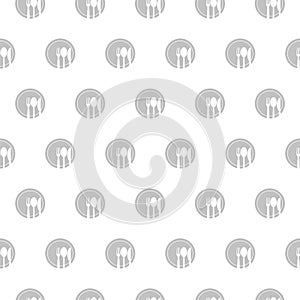 Spoon, Fork, knife and plate seamless pattern isolated on white background
