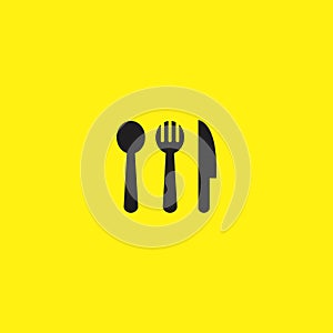spoon, fork and knife simple icon