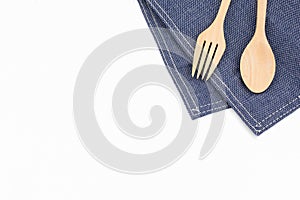 Spoon, Fork and Napkin isolated on white background