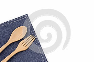 Spoon, Fork and Napkin isolated on white background