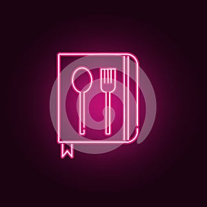 spoon with a fork neon icon. Elements of Kitchen set. Simple icon for websites, web design, mobile app, info graphics