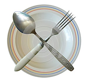 Spoon Fork Plate Crossed Isolated
