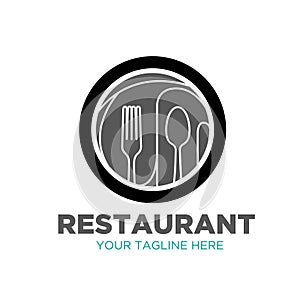 Spoon Fork Plate Knife Glass for Dining Restaurant logo design