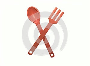 spoon and fork on a white background 3d rendering