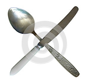 Spoon and Knife Crossed Isolated