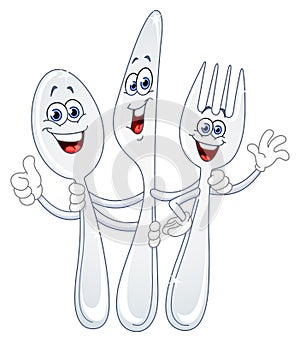 Spoon knife and fork cartoon photo