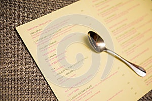 Spoon on menu