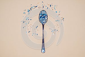 Spoon with microplastics