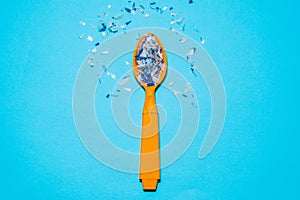 Spoon with microplastics