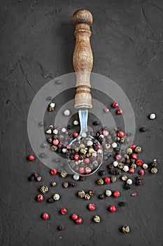 Spoon with a pepper mix