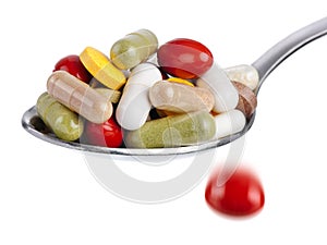 Spoon piled with pills