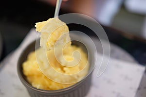 Spoon of plain mashed potato