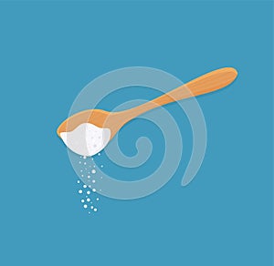 Spoon with sugar salt icon. Teaspoon side view powder for tea or coffee