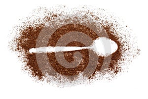 Spoon trace in ground coffee