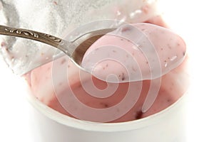 Spoon of yogurt