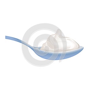 Spoon yogurt icon, cartoon style