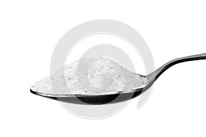 Spoonful Of Coarse Salt, Isolated Macro Closeup photo