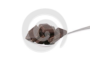 Spoonful of dark chocolate  pieces