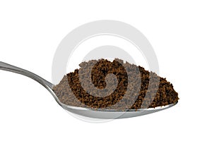 Spoonful of fine ground Arabica espresso coffee