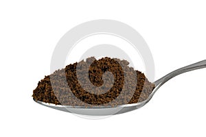 Spoonful fine ground medium roasted Arabica coffee