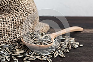 Spoonful of Sunflower Seeds and Gunny Bag