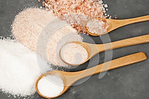 Spoons with pink salt