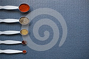 Spoons with spices