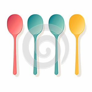 Colorful Spoon Set: Skillful Flat Design Illustration On White Background photo