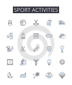 Sport activities line icons collection. Authority, Control, Dominance, Hierarchy, Command, Submission, Obedience vector