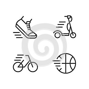 Sport activity pixel perfect linear icons set