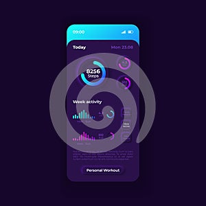 Sport activity tracker app smartphone interface vector template