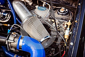 Sport air filter in a gasoline turbocharged car engine