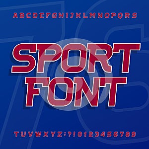 Sport alphabet vector font. Oblique typeface for labels, titles, posters or sportswear.