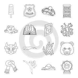 Sport, animal, medicine and other web icon in outline style.library, education, security icons in set collection.
