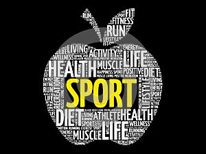 Sport apple word cloud