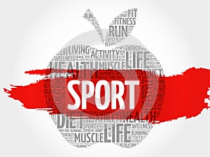 Sport apple word cloud