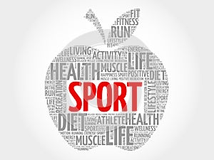 Sport apple word cloud