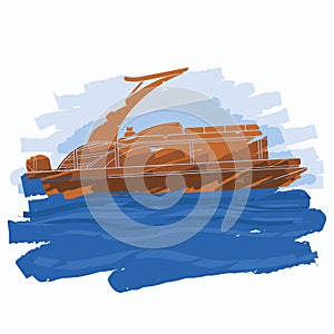 Sport Arch Brush Strokes Pontoon Boat Vector Illustration photo