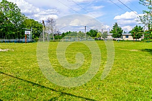 Sport Area with a lawn. Background with selective focus and copy space