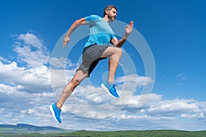sport athlete run fast to win. man workout activity. fitness guy wear sportswear.