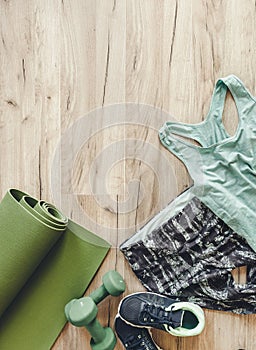 Sport background with clothes and accessories